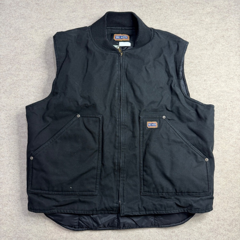 Big Smith Mens Black Duck Canvas Quilted Lined Work Vest XL H81200BK